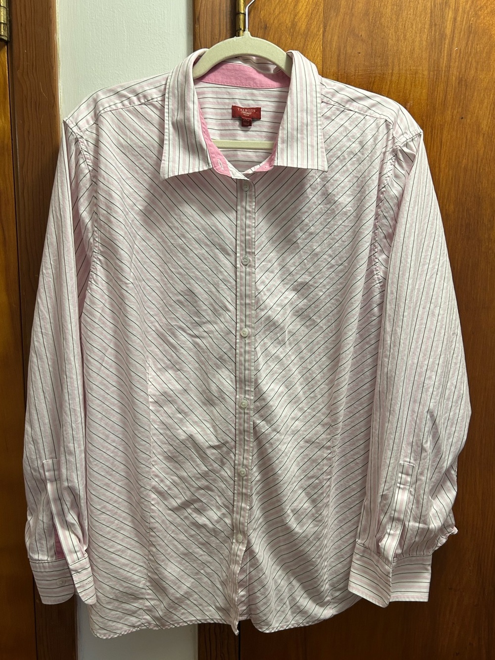 Talbots Pink and White Striped Dress Shirt